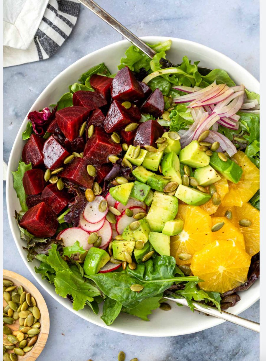 Avocado oranges & beetroot salad