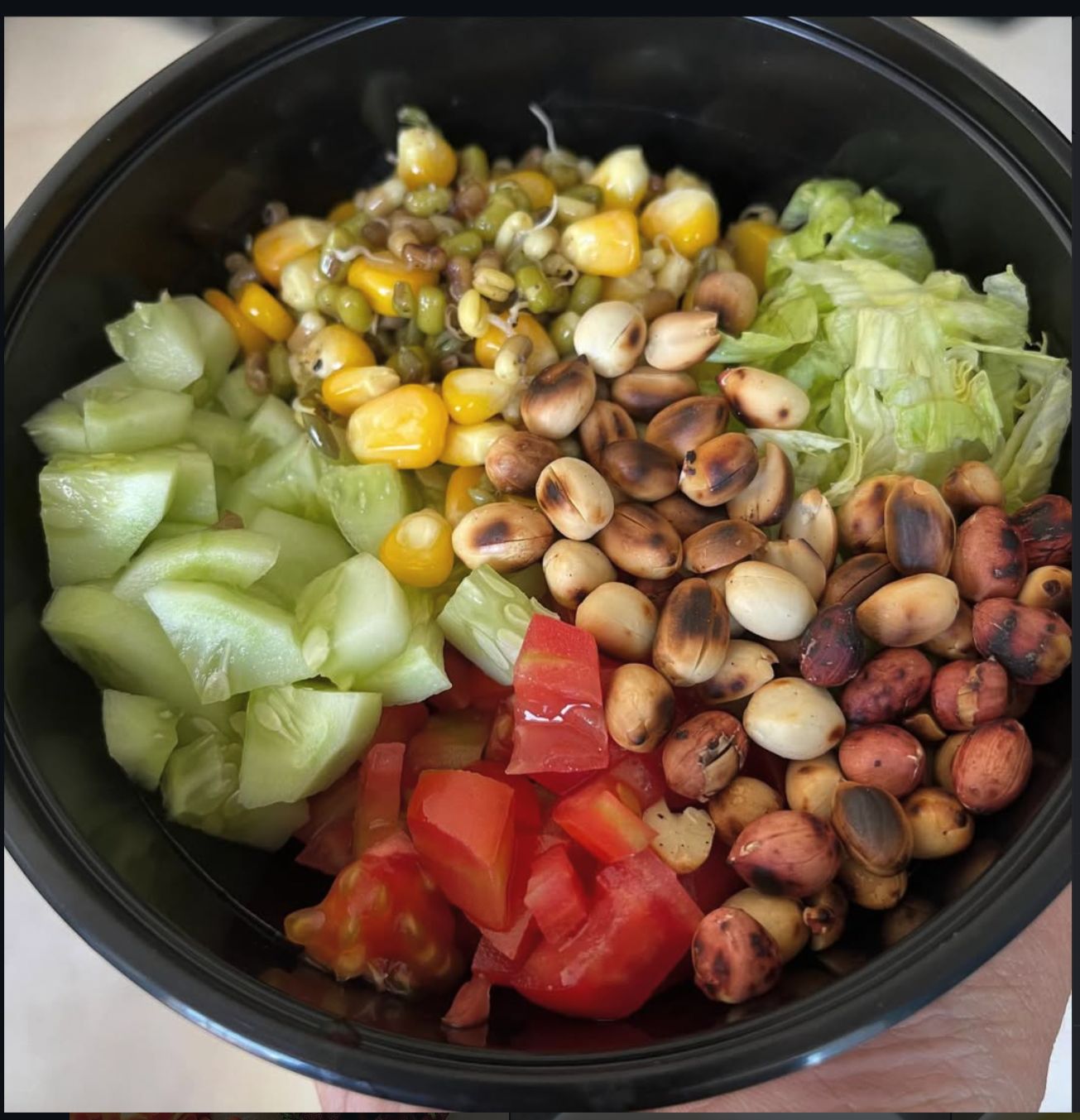 High protein salad with creamy sauce